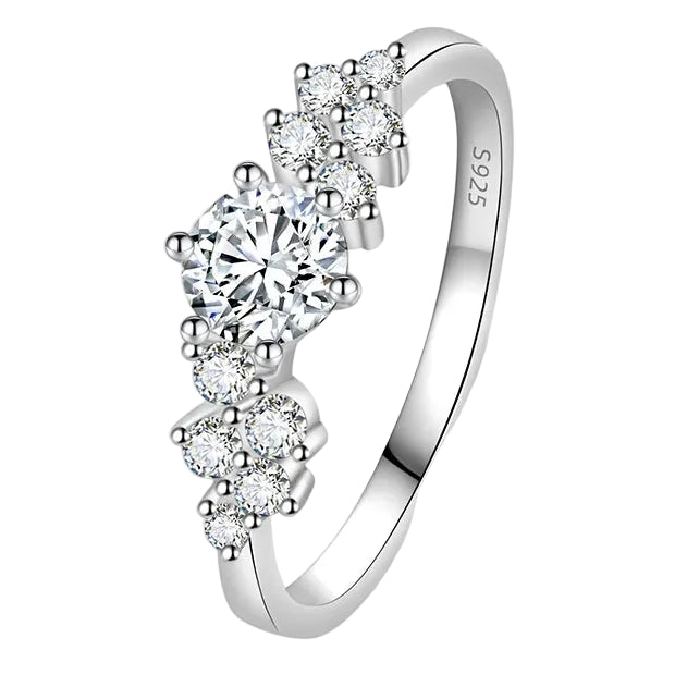 0.5CT Round Moissanite Cubic Zirconia 925 Sterling Silver Women's Ring