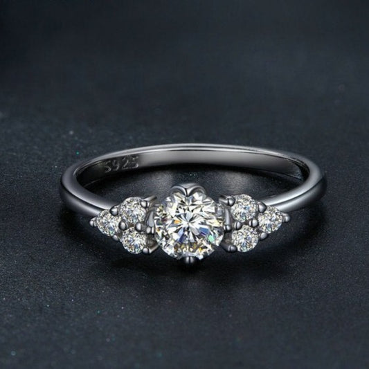 0.5CT Round Moissanite Cubic Zirconia 925 Sterling Silver Women's Ring - Promise Rings