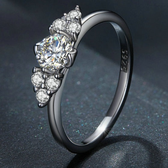 0.5CT Round Moissanite Cubic Zirconia 925 Sterling Silver Women's Ring - Promise Rings