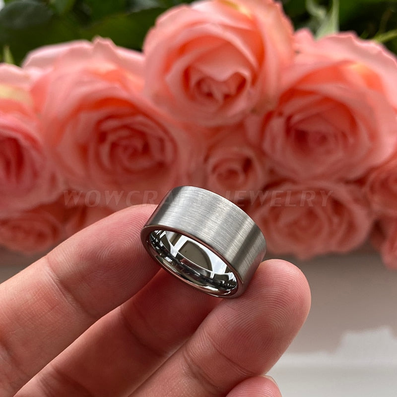 10mm, 12mm Big Wide Flat Shape Brushed Men's Ring - Promise Rings