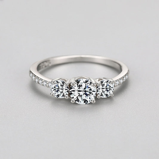 1ct Round Cut Cubic Zirconia Diamond 925 Sterling Silver Women's Ring - Promise Rings