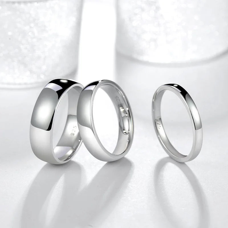2mm, 4mm, 6mm High Polished 925 Sterling Silver Unisex Rings - Promise Rings