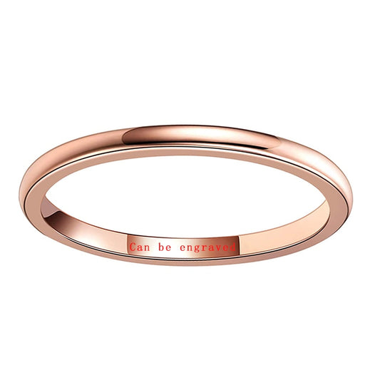 2mm Minimalist Classic Rose Gold Tungsten Women's Ring - Promise Rings