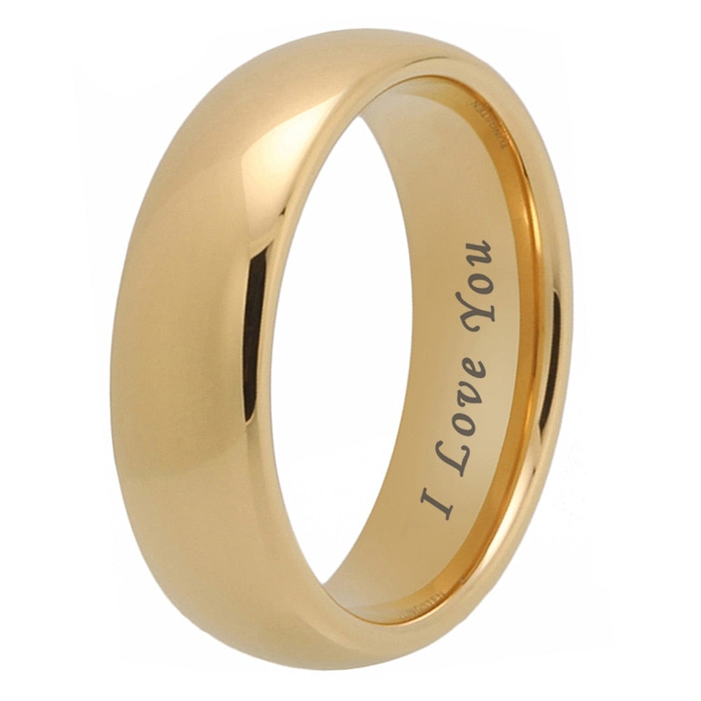 3mm, 5mm, 7mm I Love You Engraved Gold Color Tungsten Unisex Ring - Promise Rings