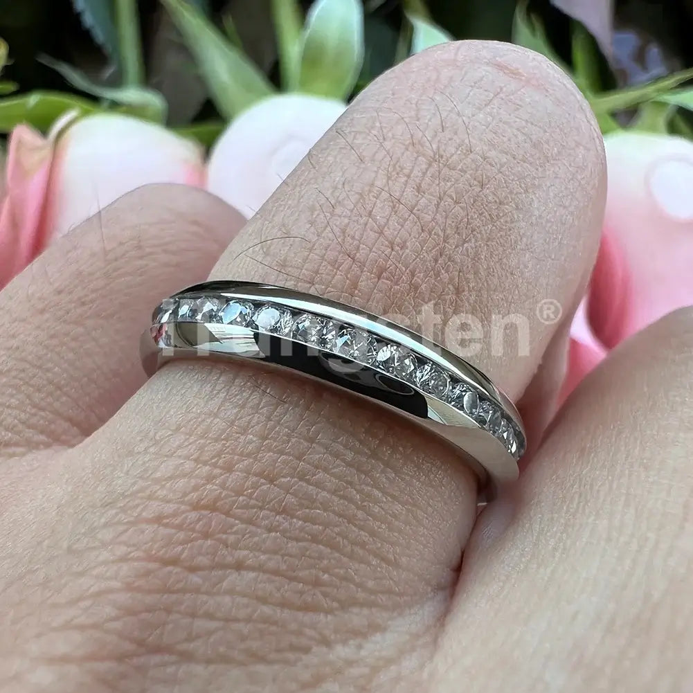 3mm Titanium Eternity Ring – Clear Cubic Zirconia Inlay (Women’s) - Promise Rings