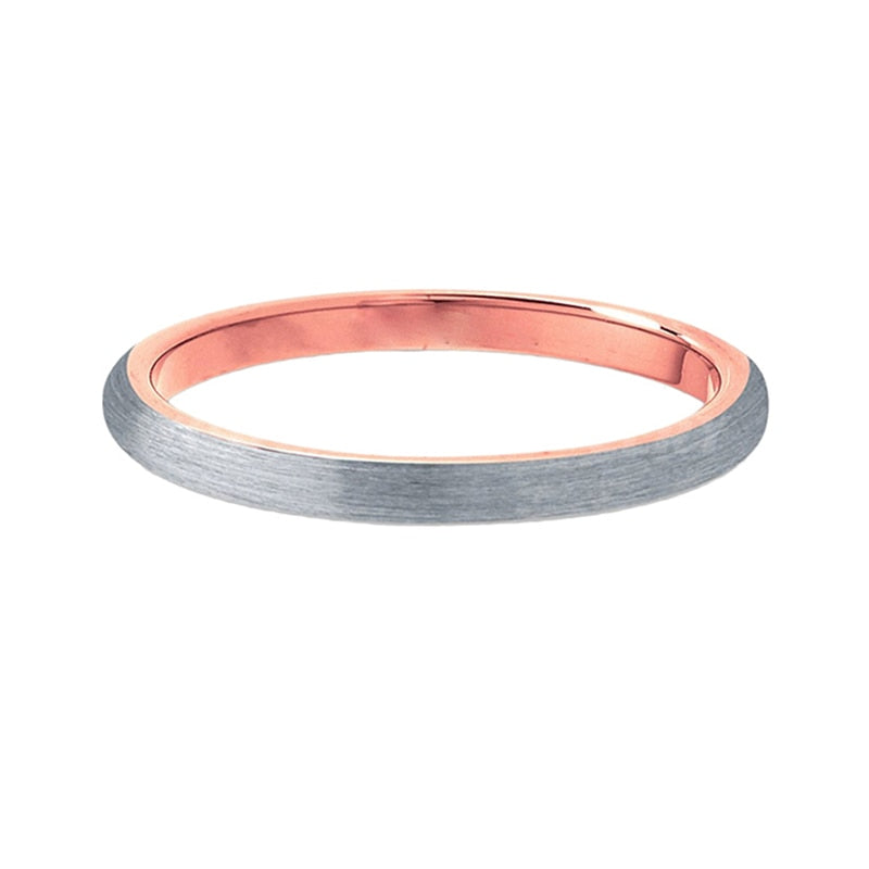 3mm Minimalist Matte Brushed Silver & Rose Gold Tungsten Women's Ring - Promise Rings