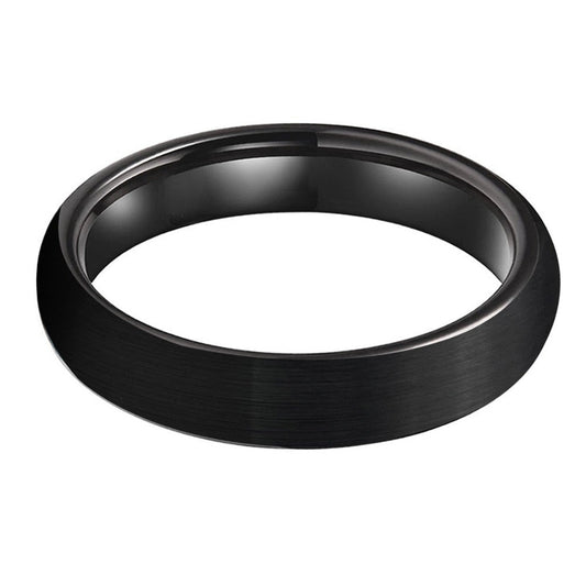4mm Minimalist Dome Brushed Tungsten Black Women's Ring - Promise Rings