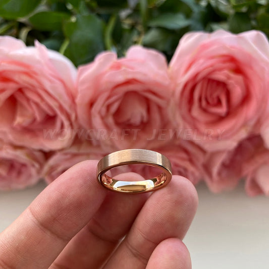 4mm Minimalist Rose Gold Women's Tungsten Ring - Promise Rings