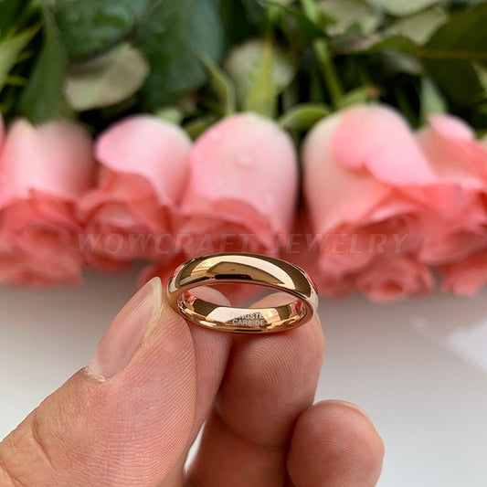 4mm Polished Rose Gold Tungsten Women's Ring - Promise Rings