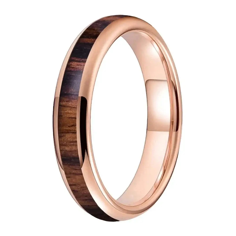 4mm Tungsten Rosewood Inlay Ring – Wood Accent for Meaningful Connection (Women’s) - Promise Rings
