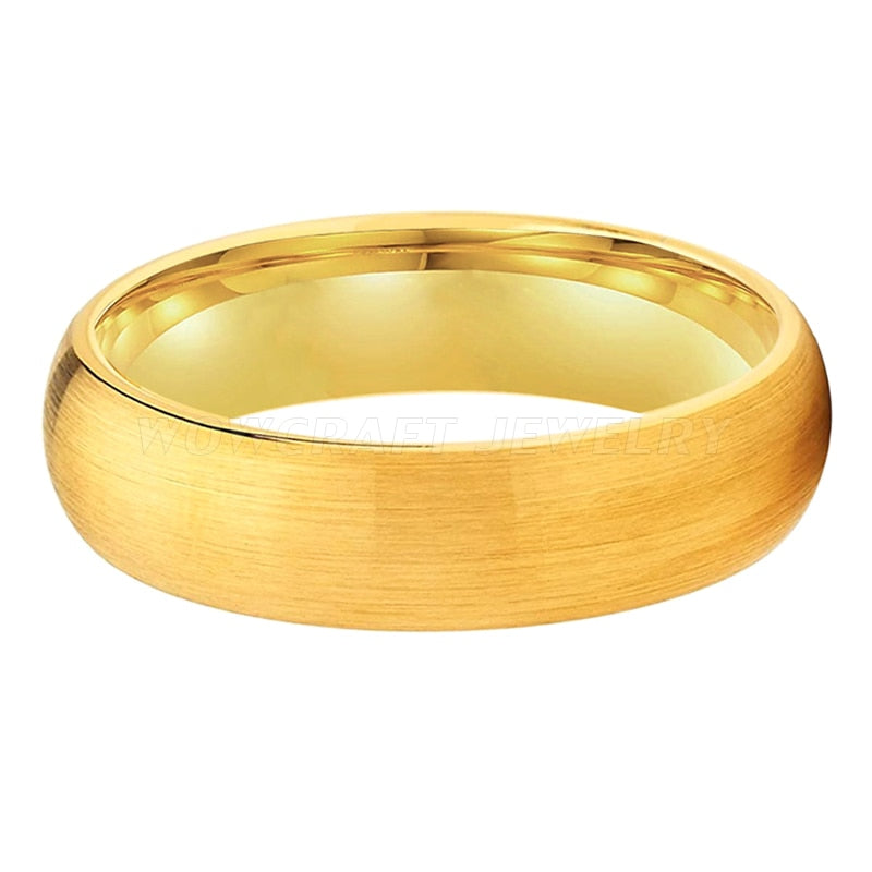 6mm Brushed Gold-Tone Tungsten Ring – Minimalist Matte Finish Band (Unisex) - Promise Rings