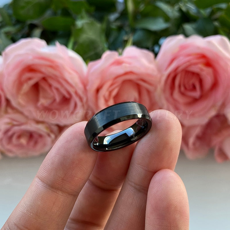 6mm Minimalist Black Tungsten Men's Ring - Promise Rings