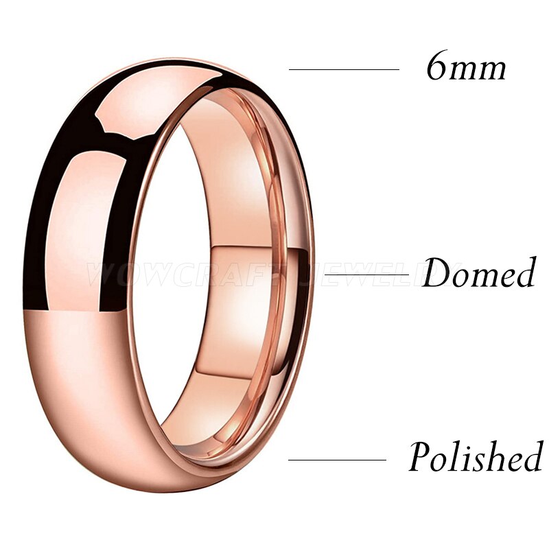 6mm Minimalist Shiny Polished Rose Gold Unisex Ring - Promise Rings