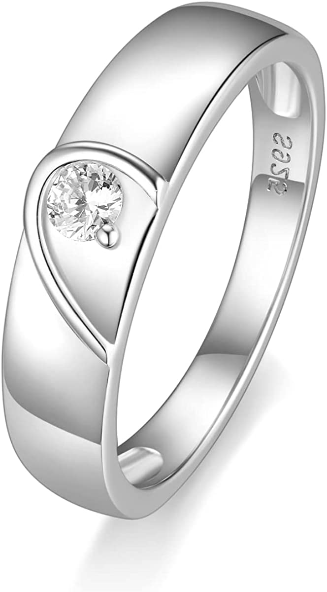 6mm Real Love Heart 925 Sterling Silver Couples Ring's - Promise Rings