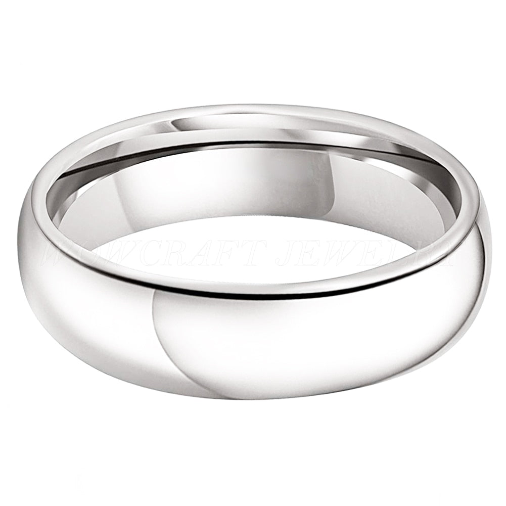 6mm Shiny Polished Minimalist Silver Tungsten Unisex Ring - Promise Rings