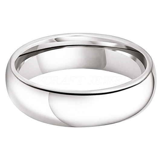 6mm Shiny Polished Minimalist Silver Tungsten Unisex Ring - Promise Rings