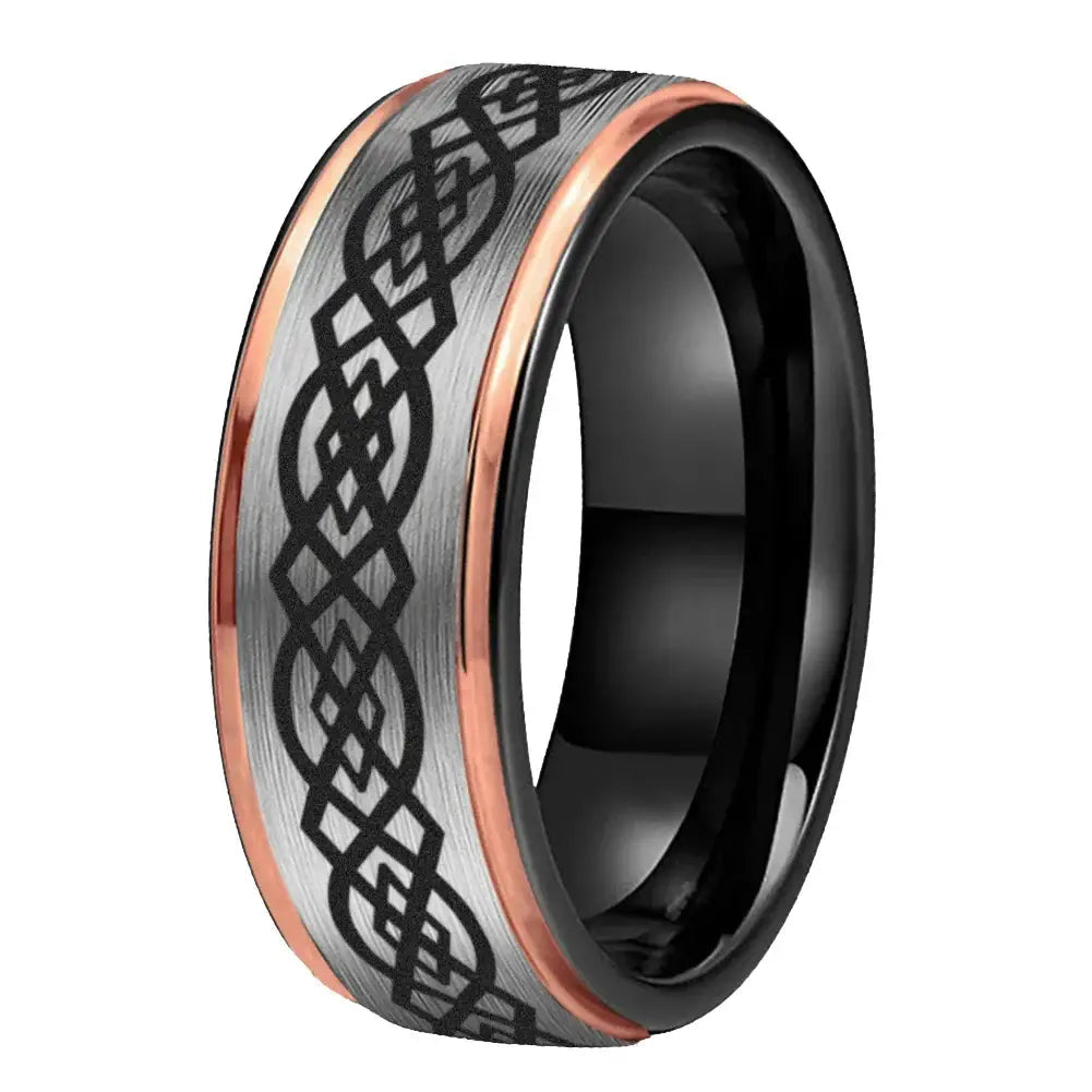 8mm Tungsten Black Celtic Knot Ring – Heritage, Strength, and Passionate Edge (Men’s) - Promise Rings