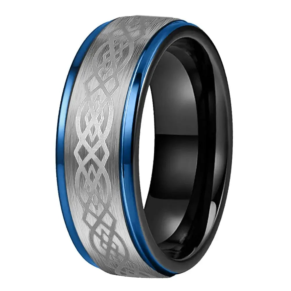 8mm Tungsten Silver Celtic Knot Ring – Tradition and Strength with Modern Edge (Men’s) - Promise Rings