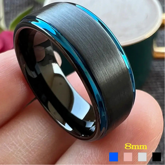 8mm Tungsten Two Tone Ring – Multi-Color Accent Options (Men’s) - Promise Rings