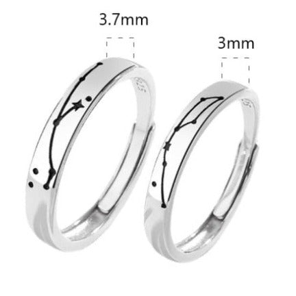 Big Dipper Seven Stars 925 Sterling Silver Unisex Rings - Promise Rings