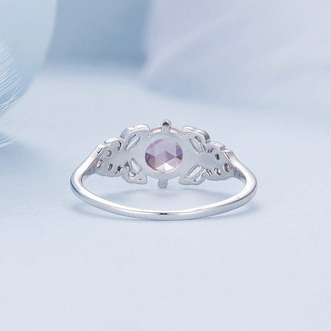 Butterflies & Pink Stone 925 Sterling Silver Pink Women's Ring - Promise Rings