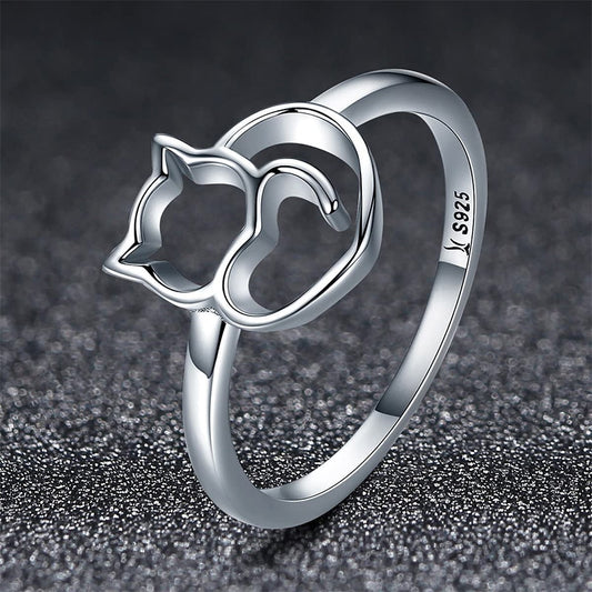 Cat 925 Sterling Silver Women's Ring - Promise Rings
