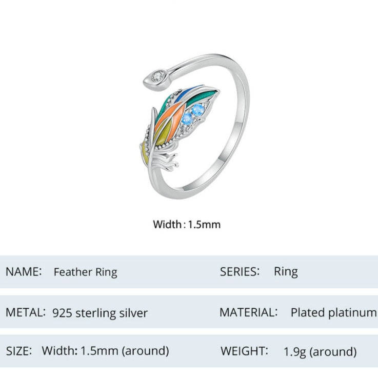 925 Sterling Silver Peacock Feather Ring – Colorful CZ Pavé Design (Women’s) - Promise Rings