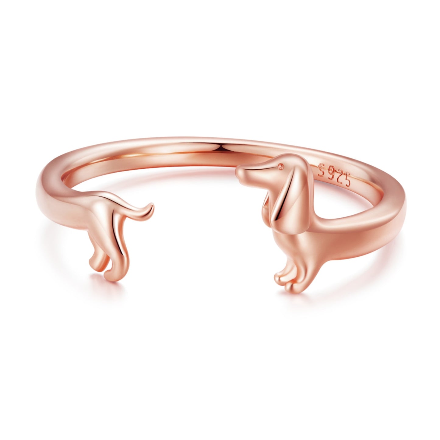 Sterling Silver Dog Ring – Cute Dachshund Wrap Design (Women’s) - Promise Rings