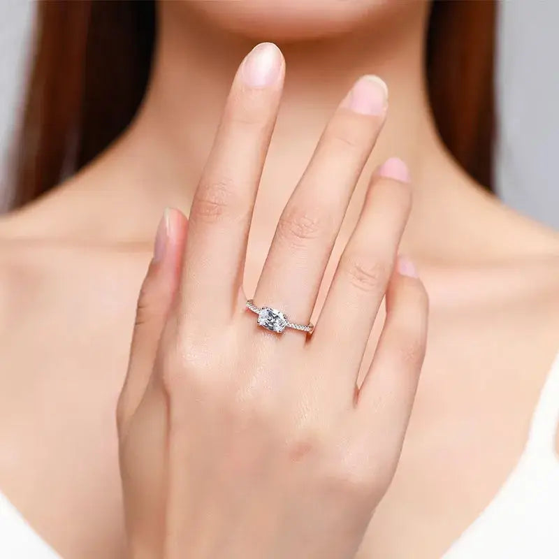 6mm Sterling Silver Oval CZ Ring – Classic Sparkle & Elegance (Women’s) - Promise Rings