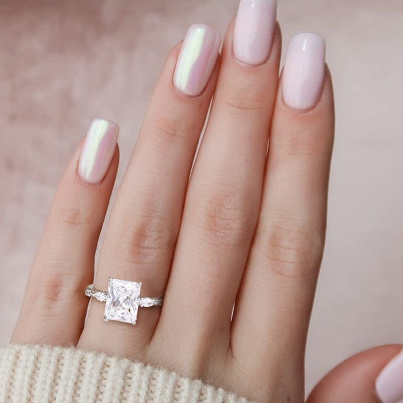 Elegant 3ct Rectangle Cut Cubic Zirconia Women's Ring - Promise Rings