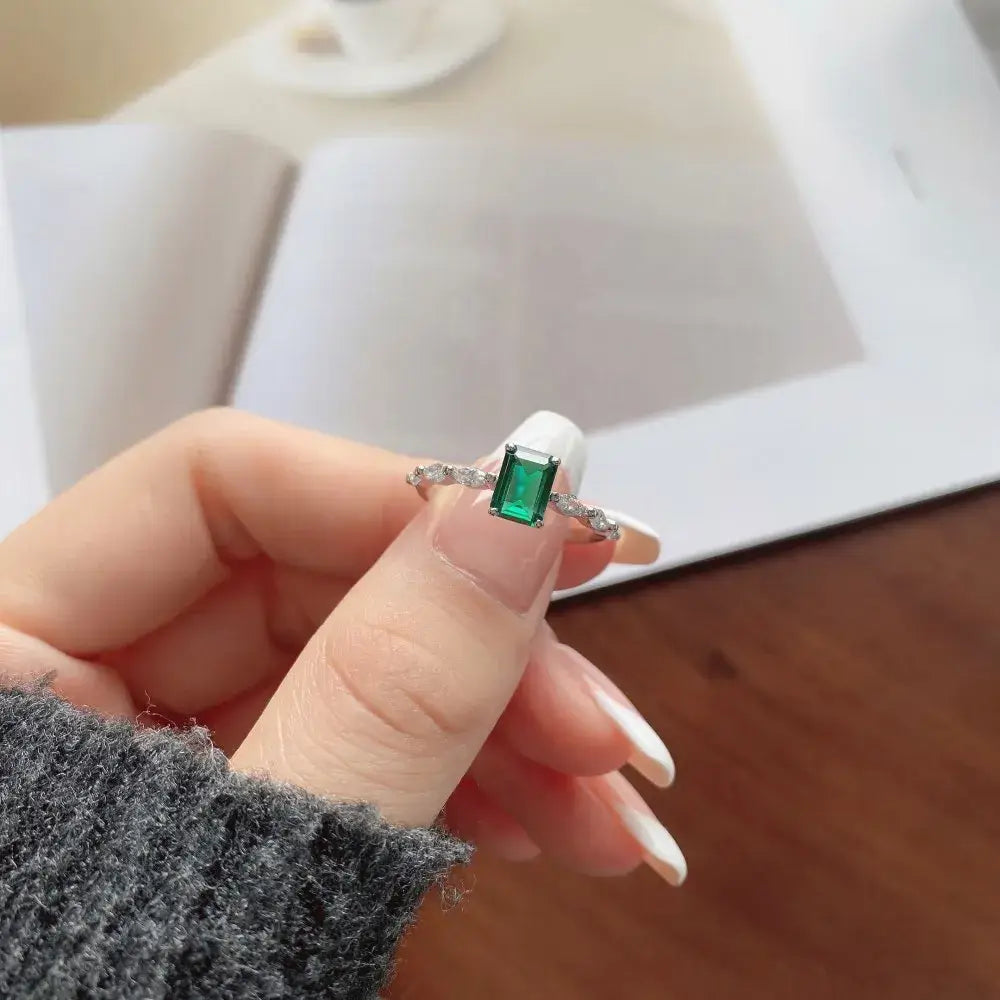 6mm 925 Sterling Silver Emerald Cut CZ Ring – Classic Elegance and Versatility (Women’s) - Promise Rings