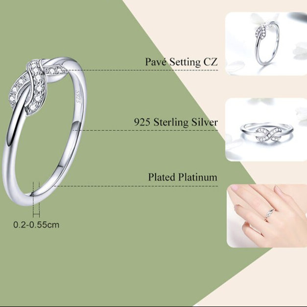 2mm 925 Sterling Silver Infinity Symbol Ring – Clear Cubic Zirconia Stones (Women’s) - Promise Rings