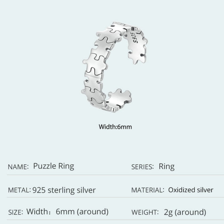 6mm Sterling Silver Puzzle Piece Ring – You Complete Me Symbol (Women’s) - Promise Rings