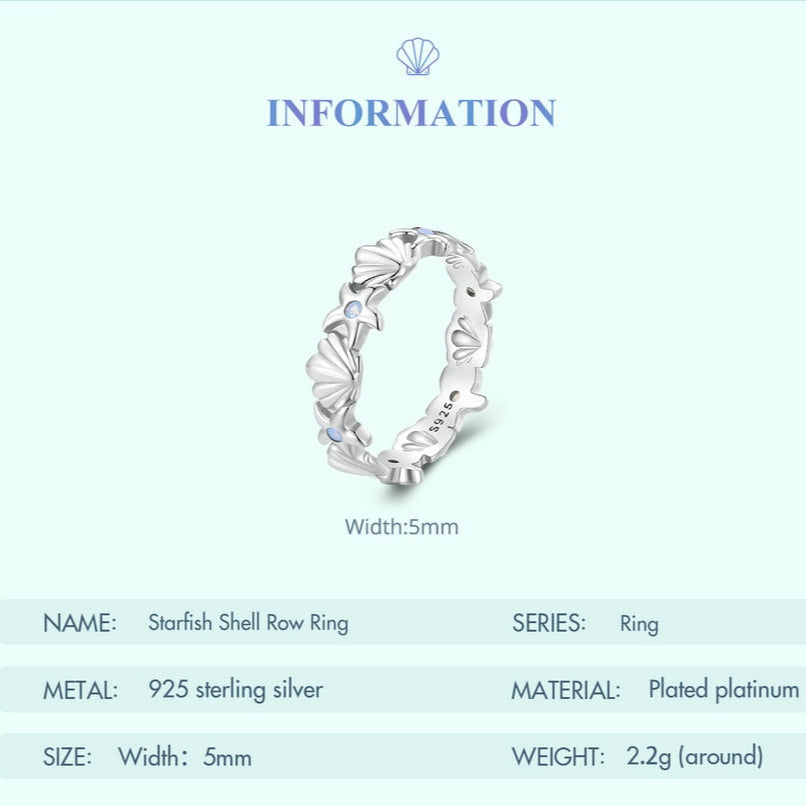 3mm Silver Starfish & Seashell Ring – Ocean Dreams & Summer Magic (Women’s) - Promise Rings