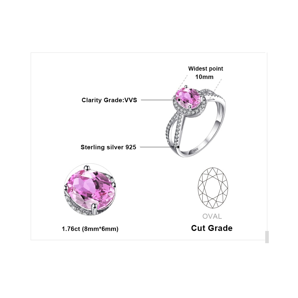 Oval 1.7ct Created Pink Sapphire 925 Sterling Silver Halo Women's Ring - Promise Rings