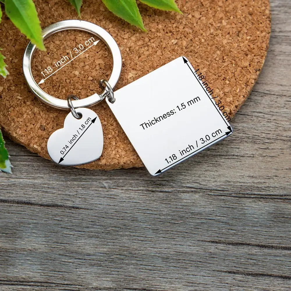 Personalized Stainless Steel Keychain – Initials & Custom Calendar Heart Design - Keychains