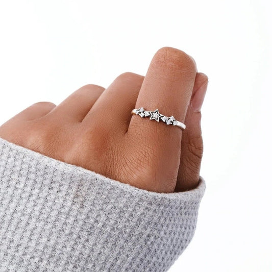 Retro Star 925 Sterling Silver Stackable Finger Ring - Promise Rings