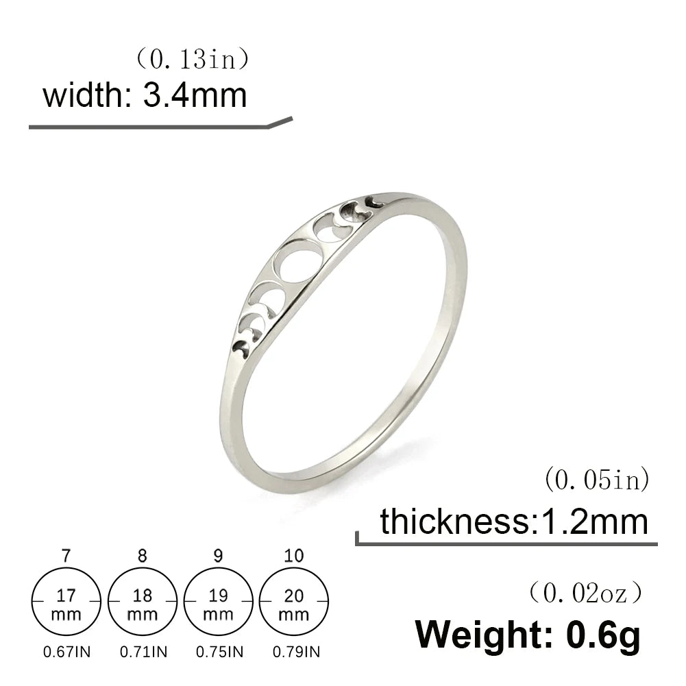 Dainty Lunar Moon Phase Ring - Minimalist Celestial Band in Gold & Silver