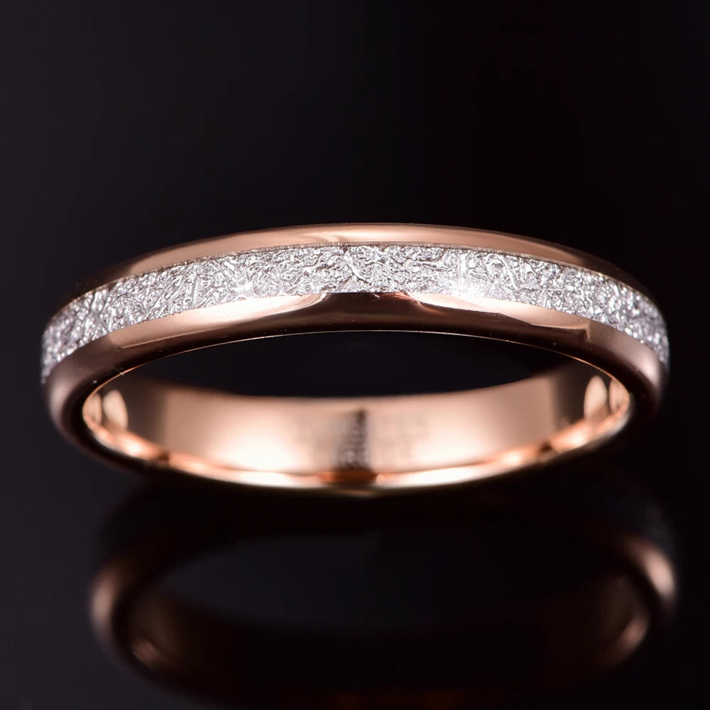 4mm Imitation Meteorite Rose Gold Color Tungsten Unisex RIng