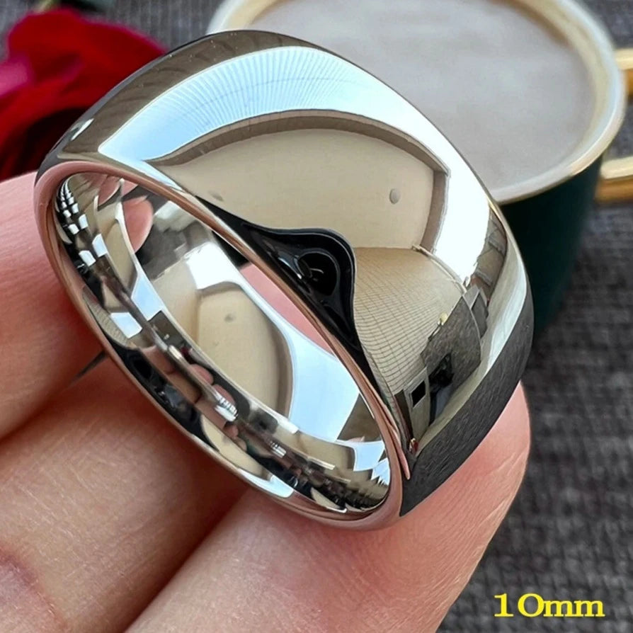 10mm Luxury Polished Gold Color Domed Tungsten Unisex Ring (4 Colors)