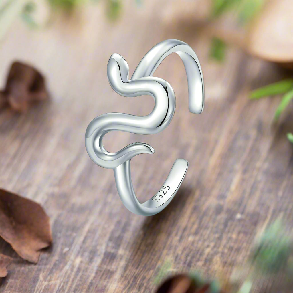 925 Sterling Silver Adjustable Snake Ring – Serpent Symbolism (Women’s) - Promise Rings