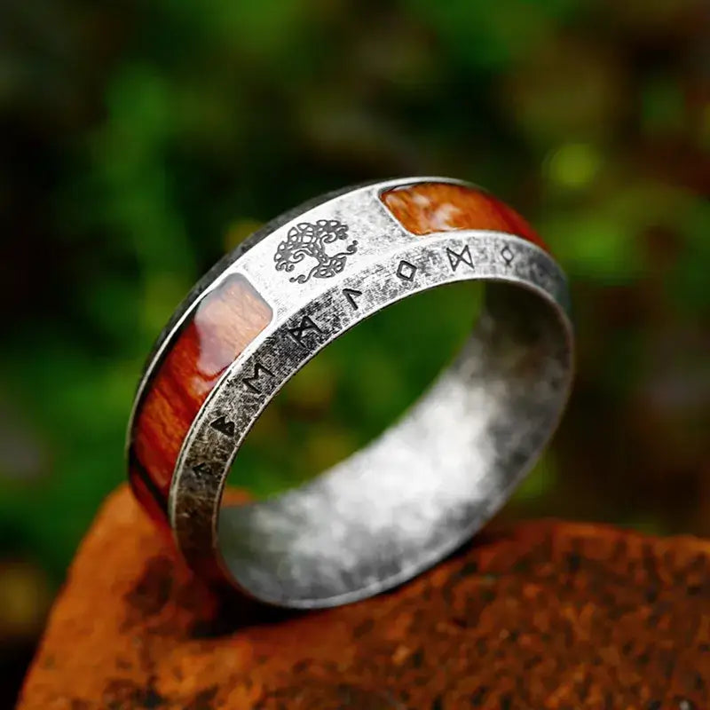 8mm Stainless Steel Tree of Life Celtic Knot Viking Runes Ring – Symbol of Strength and Heritage (Unisex) - Promise Rings