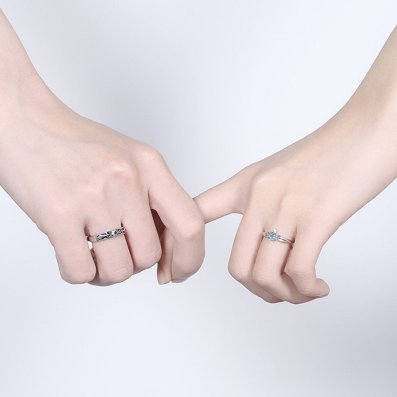 Valiant Knight & Princess Crown Celtic 925 Couple's Rings - Promise Rings