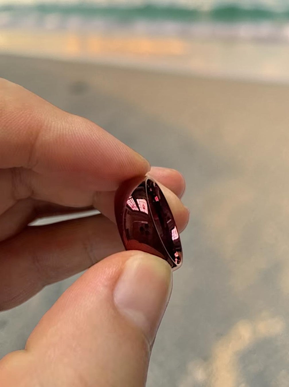 Red Dome Ring — 8mm High-Polish Tungsten Men's Band