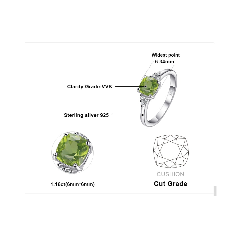 1.1ct Natural Peridot 925 Sterling Silver Solitaire Women's Ring - Promise Rings