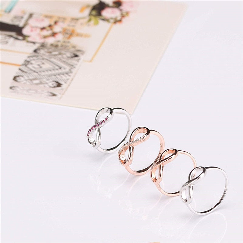 2.5mm Infinity Sterling Silver Womens Rings (2 Colors) - Promise Rings