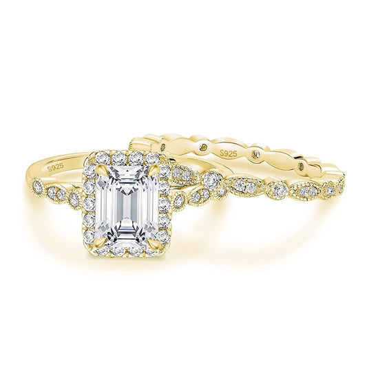 2CT Emerald Cut CZ 925 Sterling Silver Women's Ring - Promise Rings