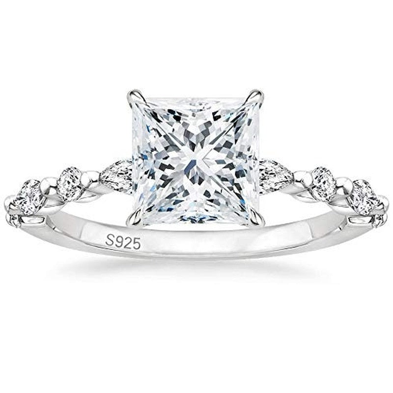 925 Sterling Silver Princess Cut Black Cubic Zirconia Stud Earri 並行輸入品