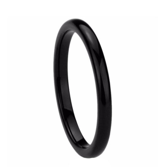 2mm Thin Simple High Polished Ceramic Unisex Ring - Promise Rings