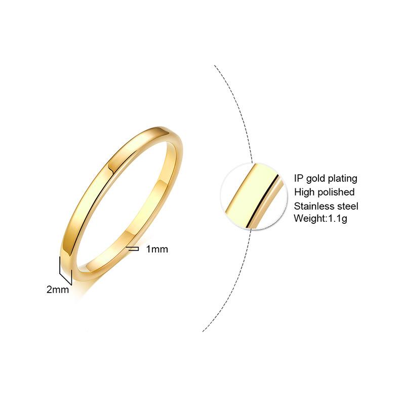 2mm Thin Simple Stainless Steel Unisex Finger Rings (3 Colors) - Promise Rings